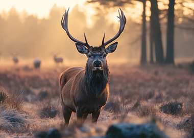 Majestic Red Deer in Golden Light