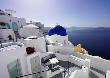 Santorini Blue Dome View
