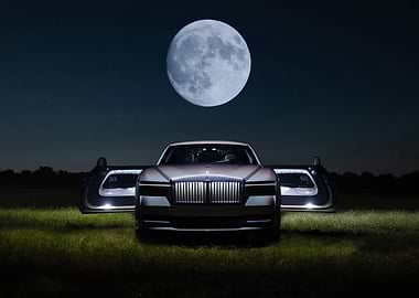 Rolls Royce Under Moonlight
