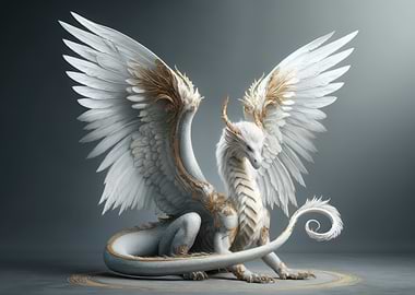 Raphael : A White Dragon with Golden Accents