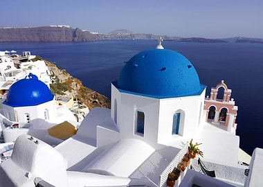 Santorini Blue Domes