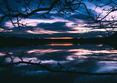 Lakeside Sunset silhouette