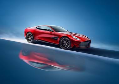 Red Sports Car on Blue Background