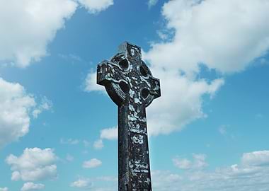 Celtic Cross Against Blue Sky