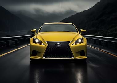 Yellow Lexus on Road