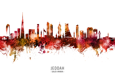 Jeddah Skyline Watercolor