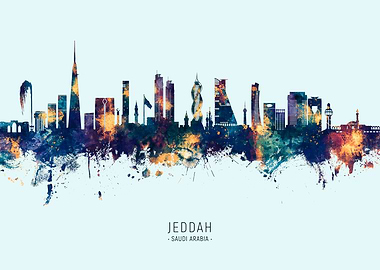 Jeddah Skyline Watercolor
