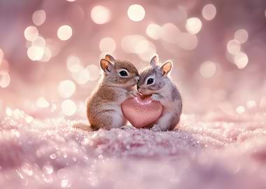 Cute Squirrels with Heart