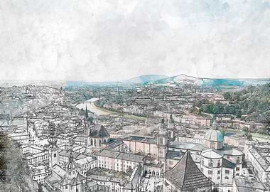 Cityscape Sketch Salisburg