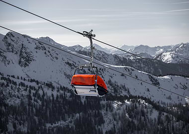 Ski Lift Cabin in Mountains