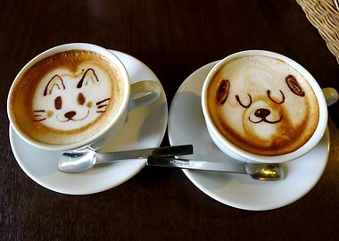 Cat and Dog Latte Art