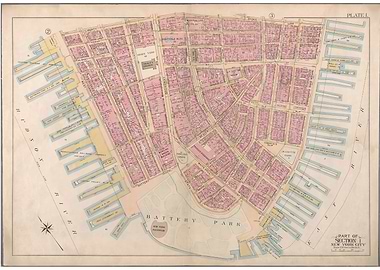 Vintage NYC Map of Manhattan's Financial District and Wall Street