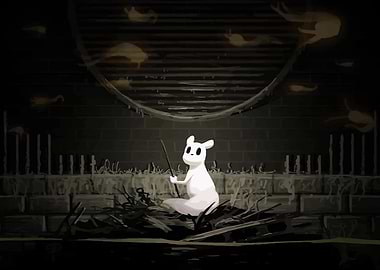 White Creature in Dark Setting