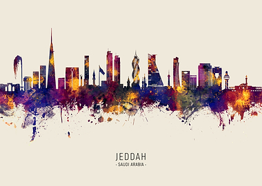 Jeddah Skyline Watercolor