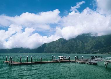 Lake Pier with Mountain View in Bali