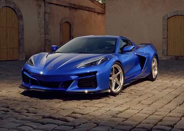 Blue Corvette Sports Car