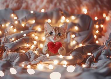 Kitten with Heart and Lights
