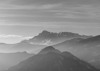 Mountain Range in Fog