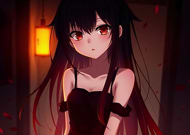 Cute Anime Girl with Red Eyes