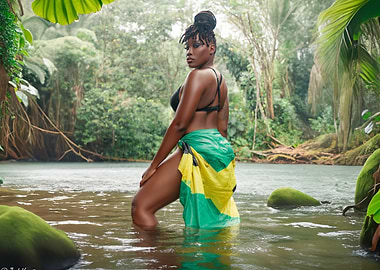 Woman in Jamaican Flag