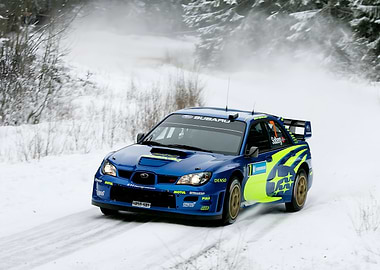 Subaru Rally Car in Snow