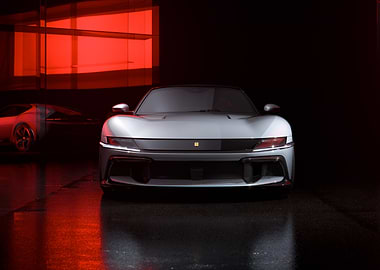 Silver Sports Car in Garage