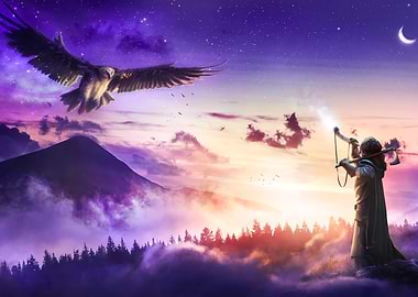 Fantasy Landscape with Eagle