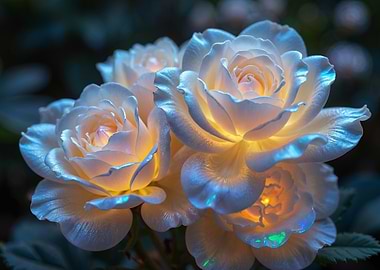 Glowing White Roses