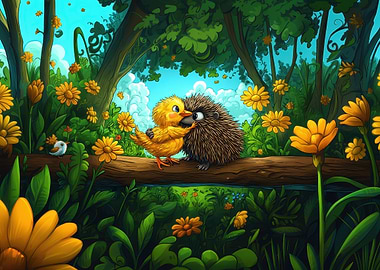 Hedgehog and Chick Friends
