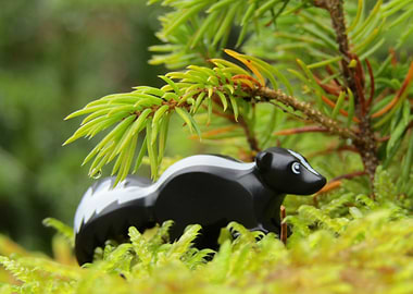 Skunk Figurine in Forest