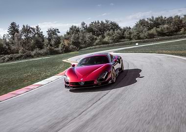 Red Sports Car on Track