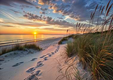 Sunset at sandy Sea Beach