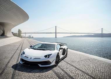 White Lamborghini Aventador