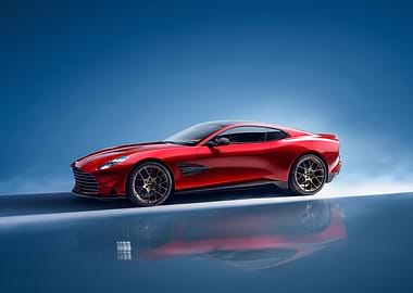 Red Sports Car on Blue Background