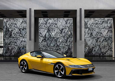 Yellow Ferrari Coupe