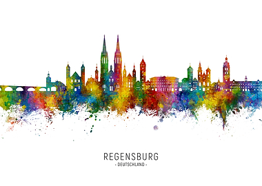 Regensburg Skyline Watercolor