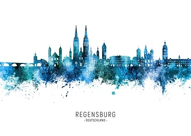 Regensburg Skyline Watercolor