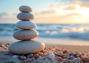 Zen Stones Beach Sunset