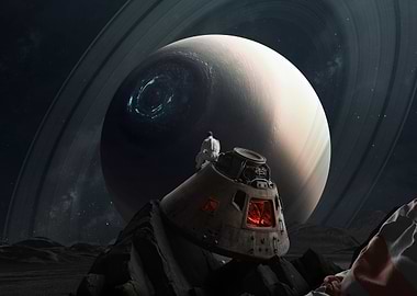 Astronaut on Saturn's Moon