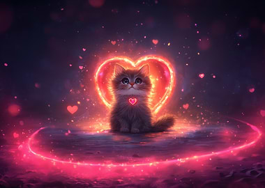 Cute Cat with Heart