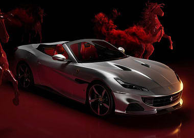Ferrari Portofino M with Horses
