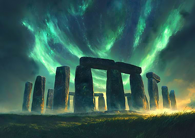 Stonehenge Under Aurora