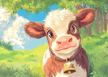 Cute Cartoon Calf