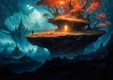 Shrouded Haven: Sanctuary Between Worlds (Fantasy Subterranean Otherworldly Landscape)