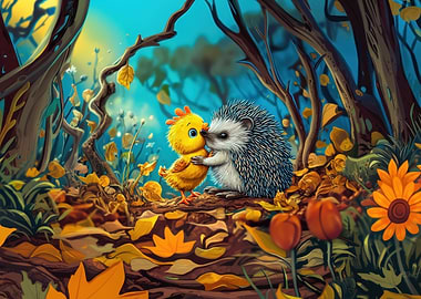Hedgehog and Chick Friends