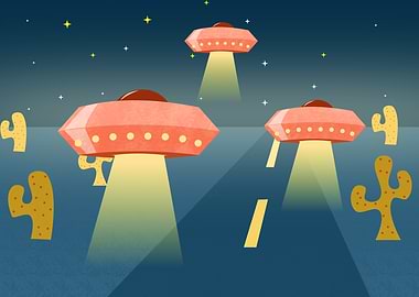 UFOs Over Desert Road