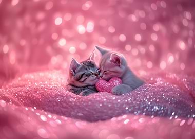 Two Kittens with Heart