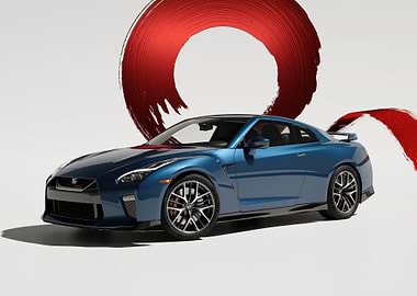 Nissan GT-R with Red Brushstroke