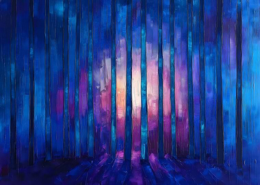 Blue Forest Sunset