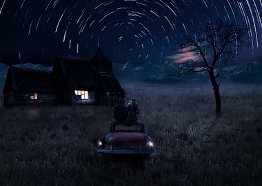 Couple Under Starry Sky